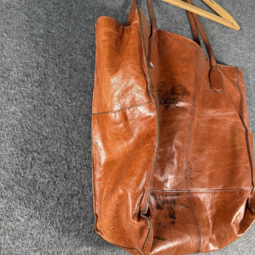 Hobo The Original Finley Brown Leather Tote Bag Multi Pocket Large Purse Read